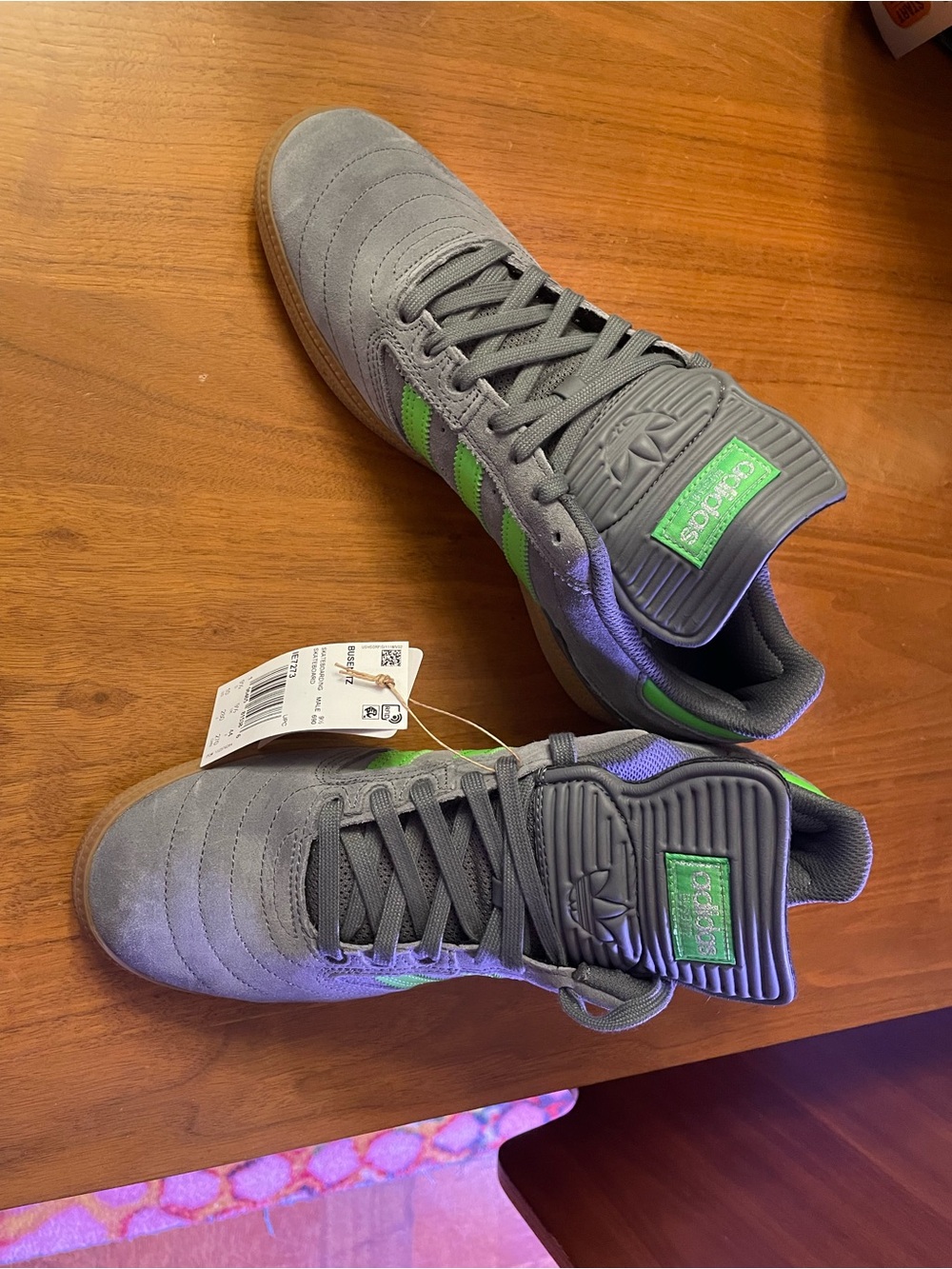 adidas Gray and Green Athletic Sneakers